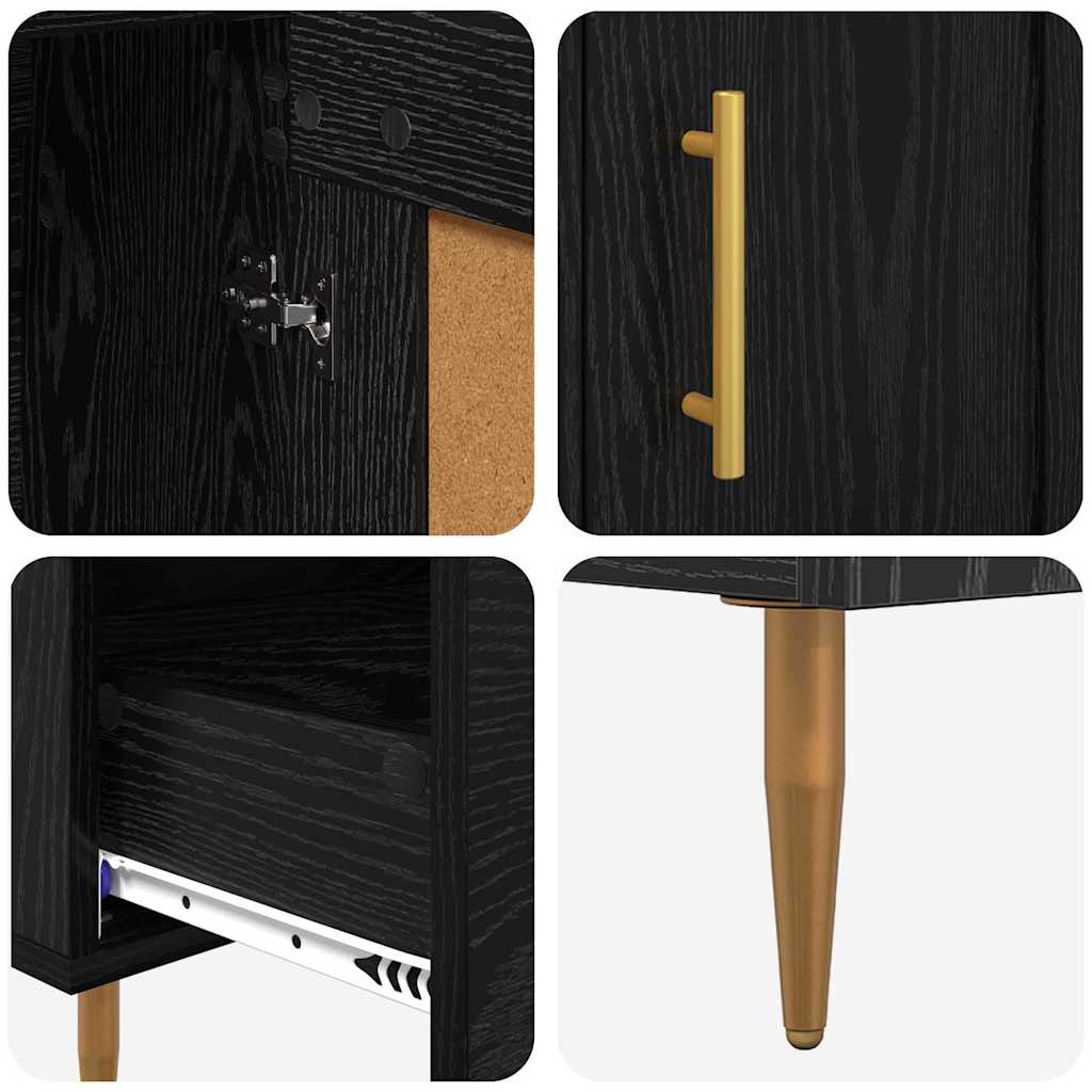 Highboard Black Oak 69.5 x 31 x 115 cm Engineered Wood