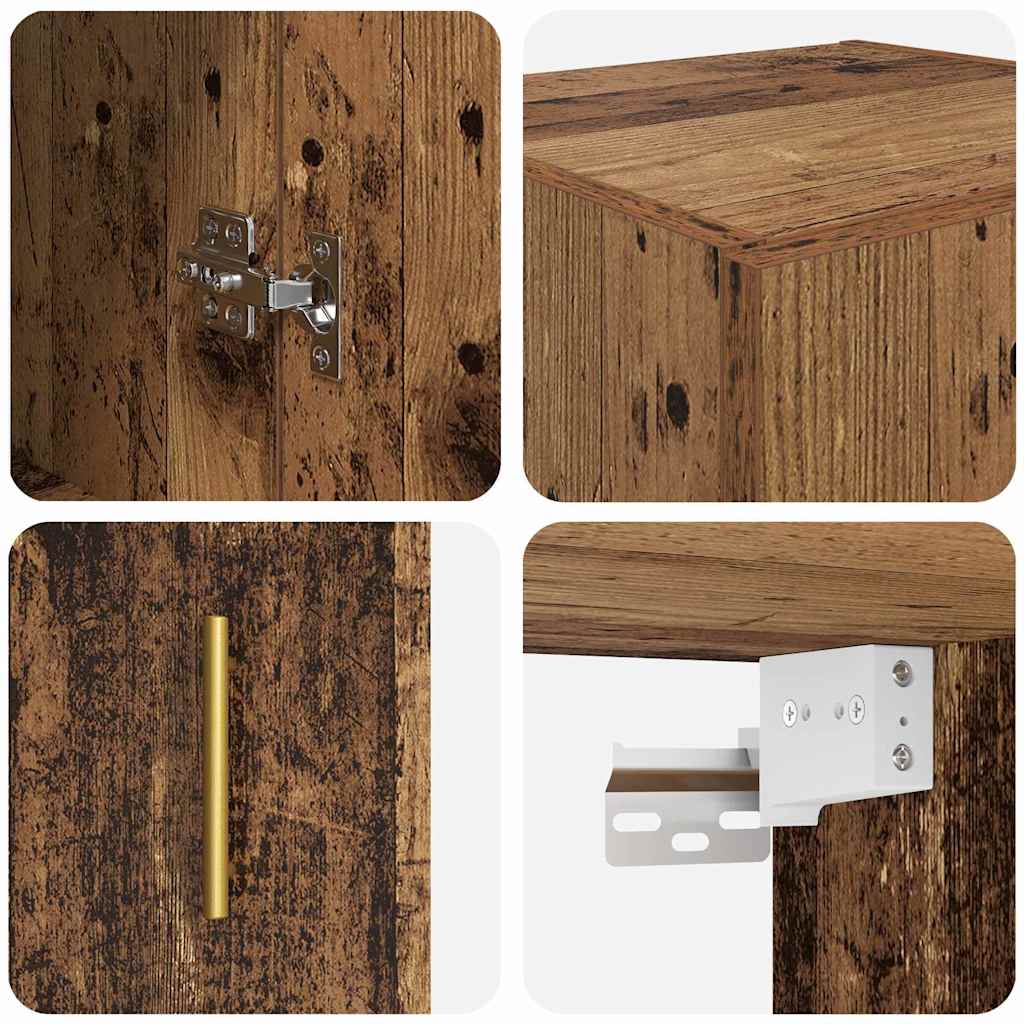Wall Mounted Cabinet Old Wood 34.5 x 34 x 90 cm
