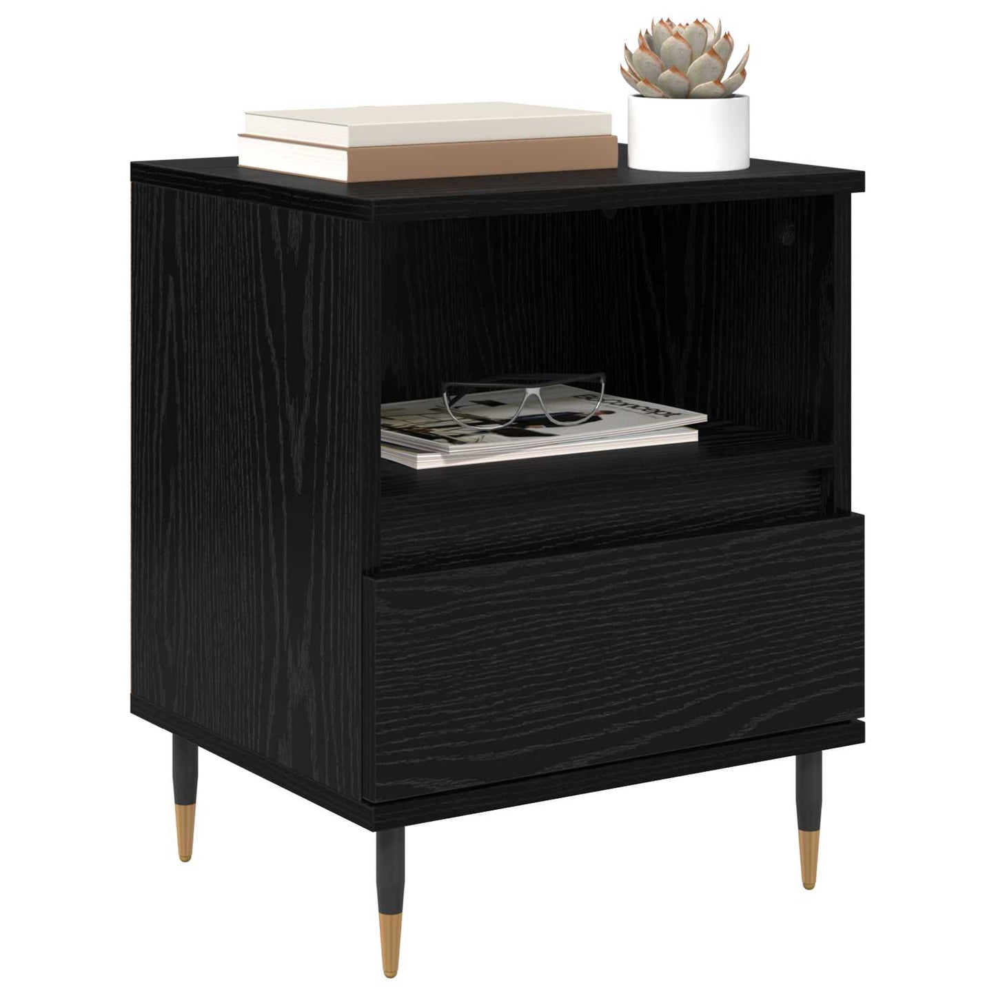 Bedside Cabinet 2 pcs Black Oak 40 x 35 x 50 cm Engineered Wood