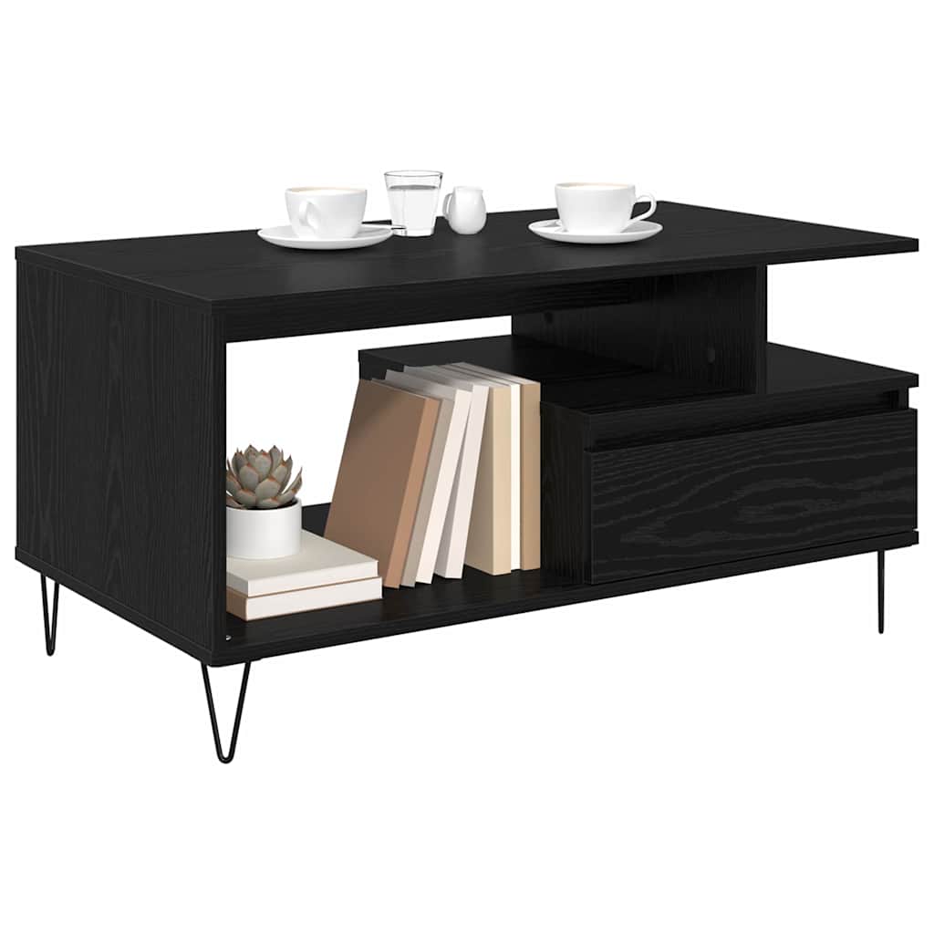 Coffee Table Black Oak 90 x 49 x 45 cm Engineered Wood