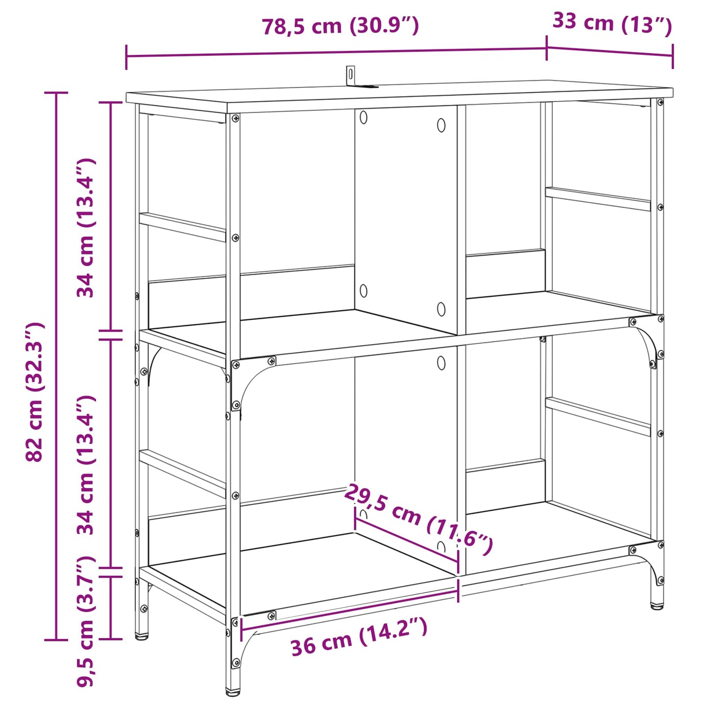 Bookshelf 4-Tier Engineered Wood Old wood