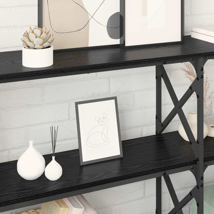 Console Table Black Oak 156 x 28 x 80.5 cm Engineered Wood