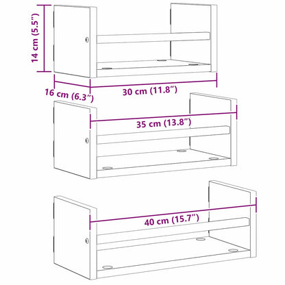 Wall Shelf Set 3 pcs Old Wood 40 x 16 x 14 cm Engineered Wood