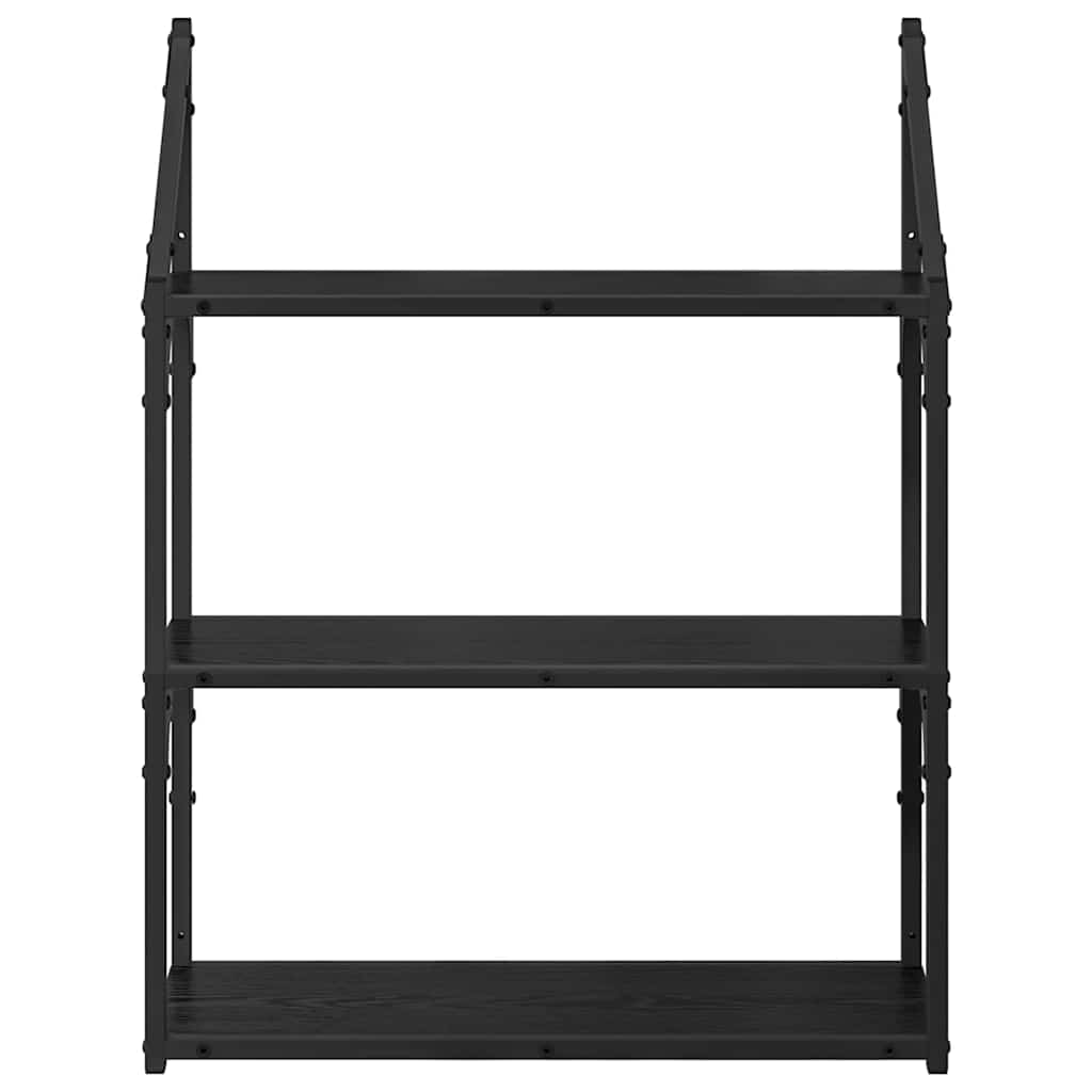 Wall Shelf Black Oak 60 x 21 x 78.5 cm Engineered Wood