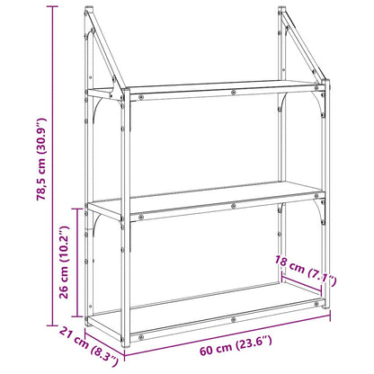 Wall Shelf Black Oak 60 x 21 x 78.5 cm Engineered Wood