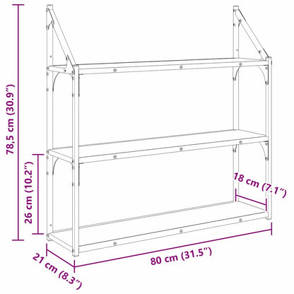 Wall Shelf Old Wood 80 x 21 x 78.5 cm Engineered Wood