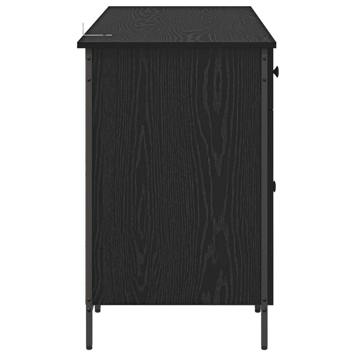 Computer Desk Black Oak 131 x 48 x 75 cm Engineered Wood