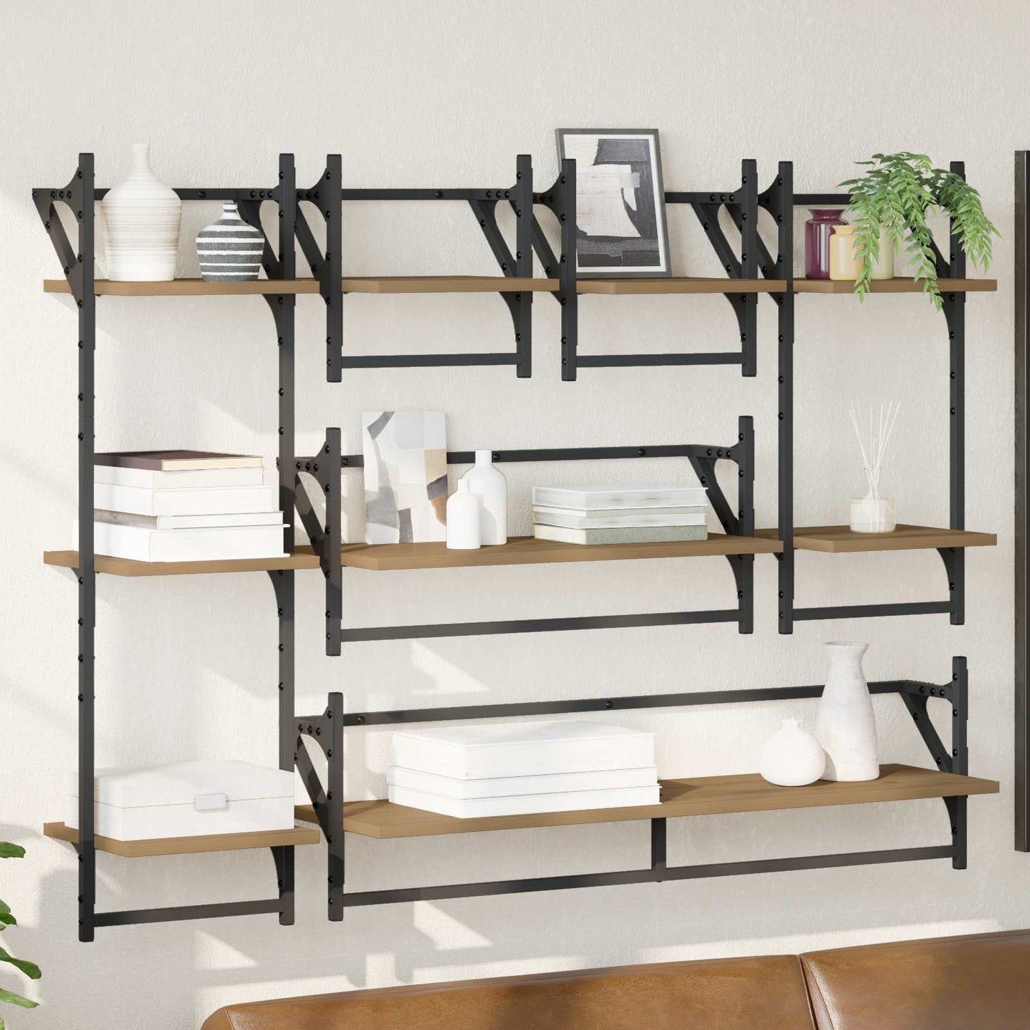 Wall Shelf Set Wall-Mounted 6 pcs Artisan Oak 100 x 25 x 30 cm