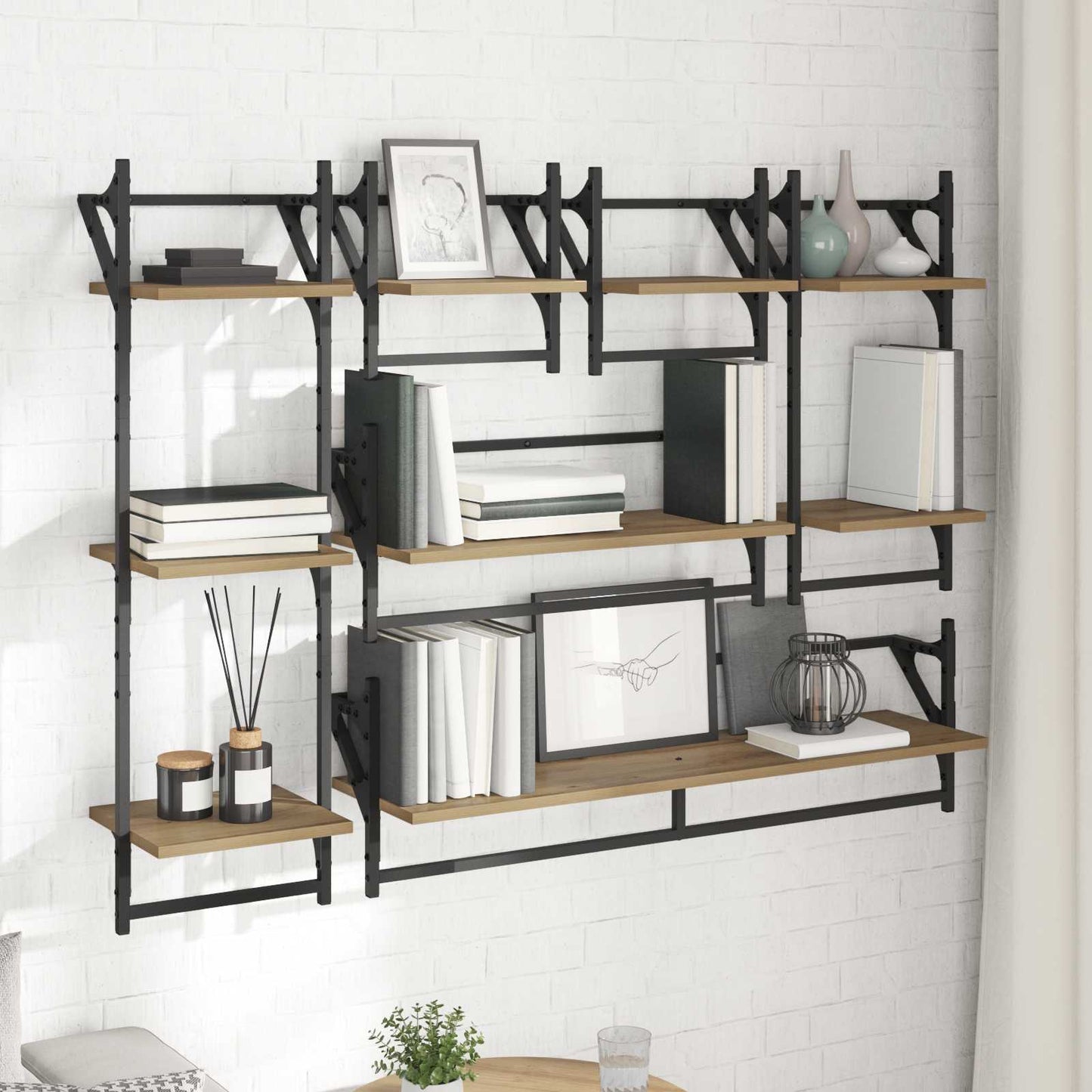Wall Shelf Set Wall-Mounted 6 pcs Artisan Oak 100 x 25 x 30 cm