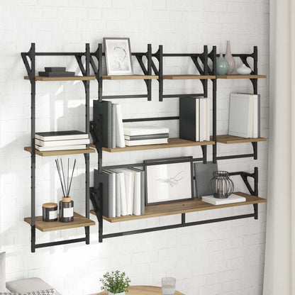 Wall Shelf Set Wall-Mounted 6 pcs Artisan Oak 100 x 25 x 30 cm