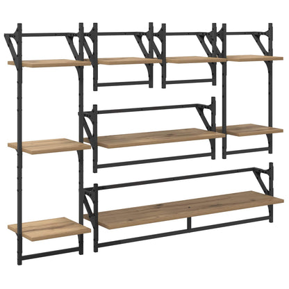 Wall Shelf Set Wall-Mounted 6 pcs Artisan Oak 100 x 25 x 30 cm