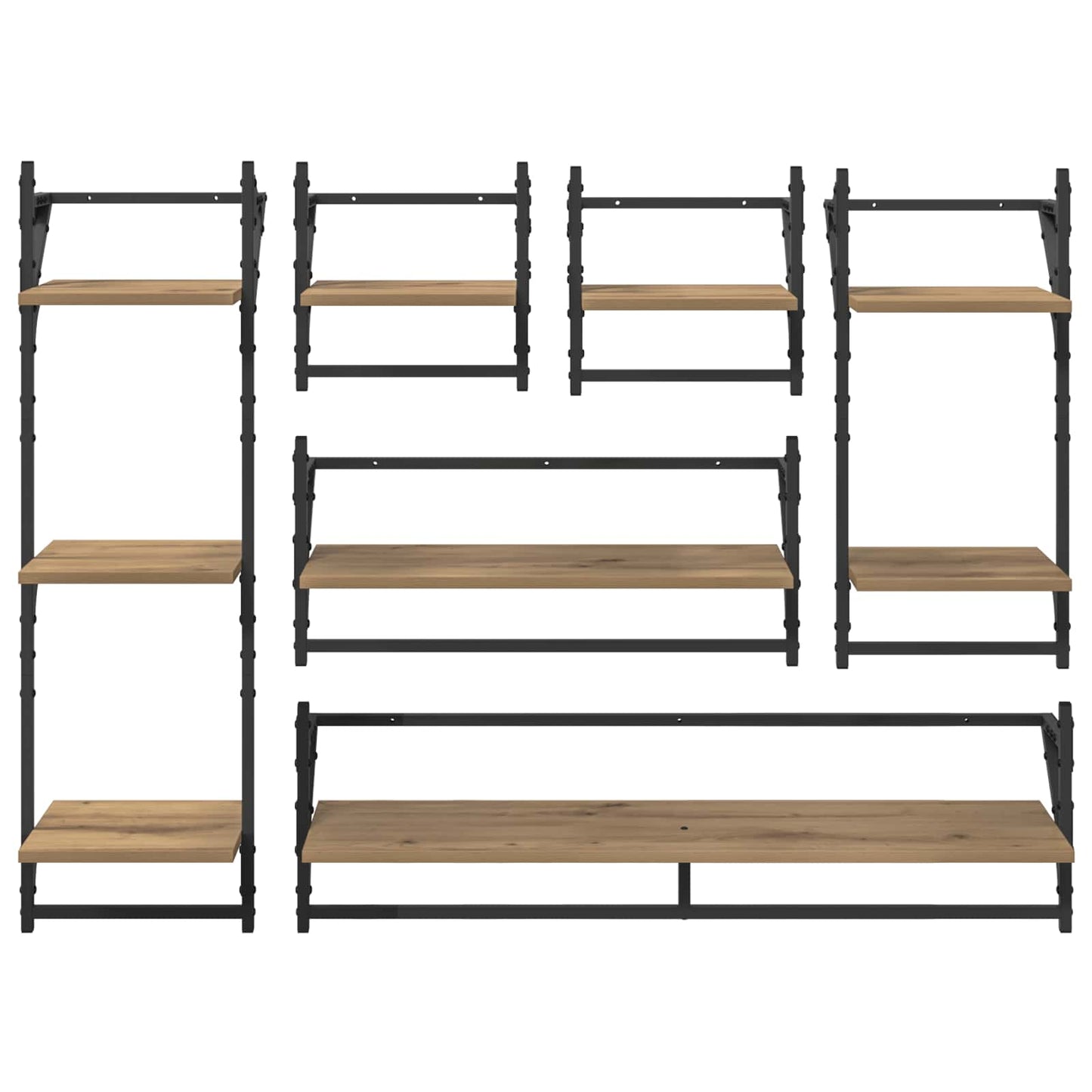 Wall Shelf Set Wall-Mounted 6 pcs Artisan Oak 100 x 25 x 30 cm