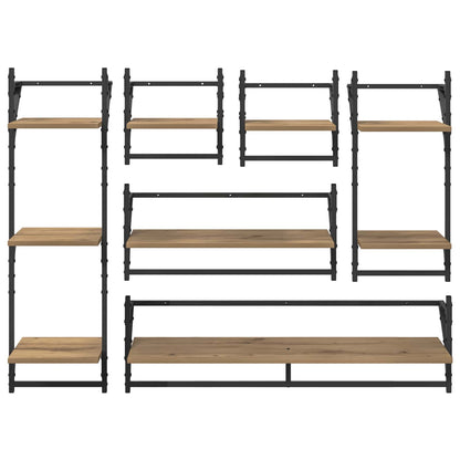 Wall Shelf Set Wall-Mounted 6 pcs Artisan Oak 100 x 25 x 30 cm
