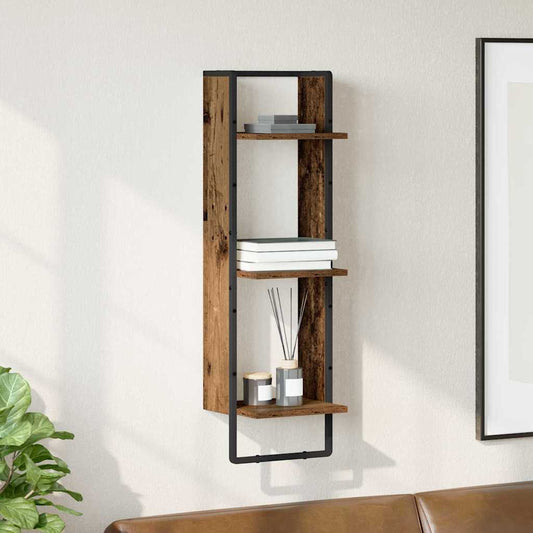 Wall Shelf Wall-Mounted Old Wood 30 x 25 x 100 cm