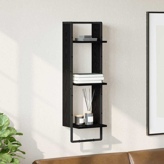 Wall Shelf Wall-Mounted Black Oak 30 x 25 x 100 cm