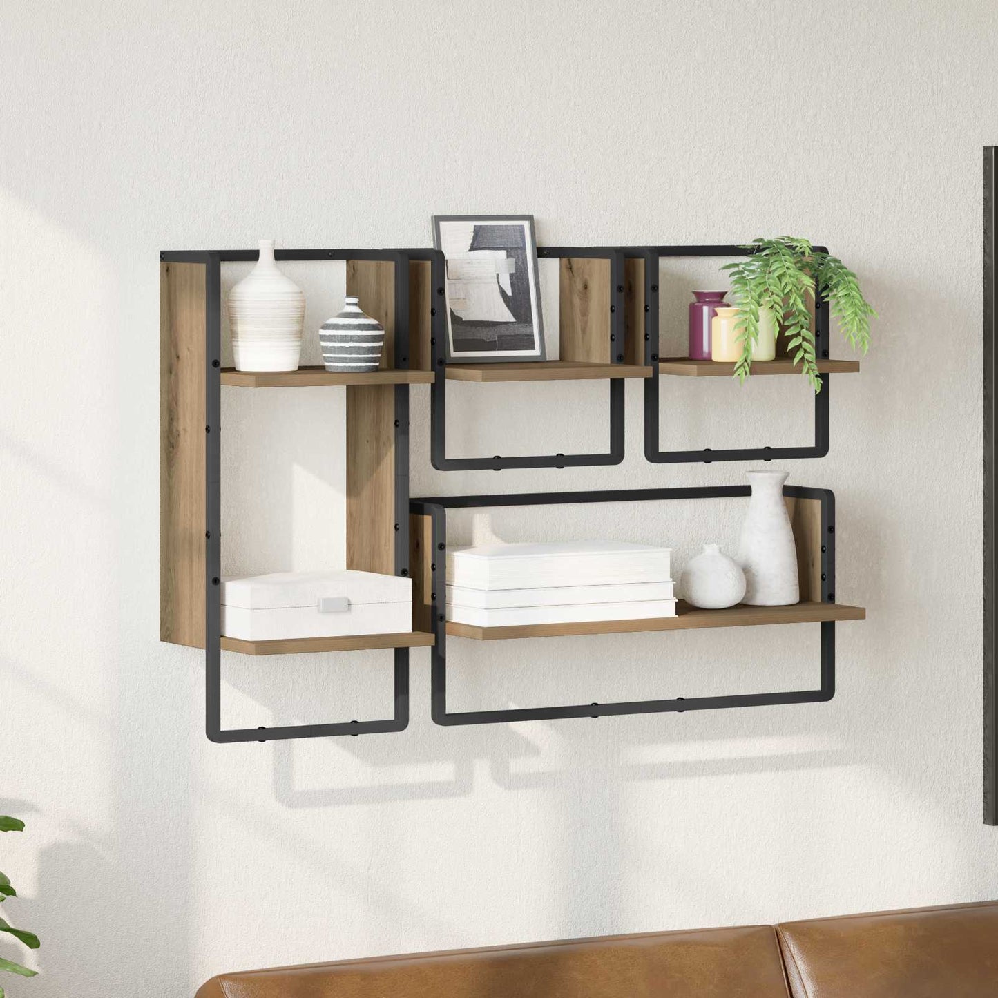 Wall Shelf Set Wall-Mounted 4 pcs Artisan Oak 65 x 25 x 30 cm