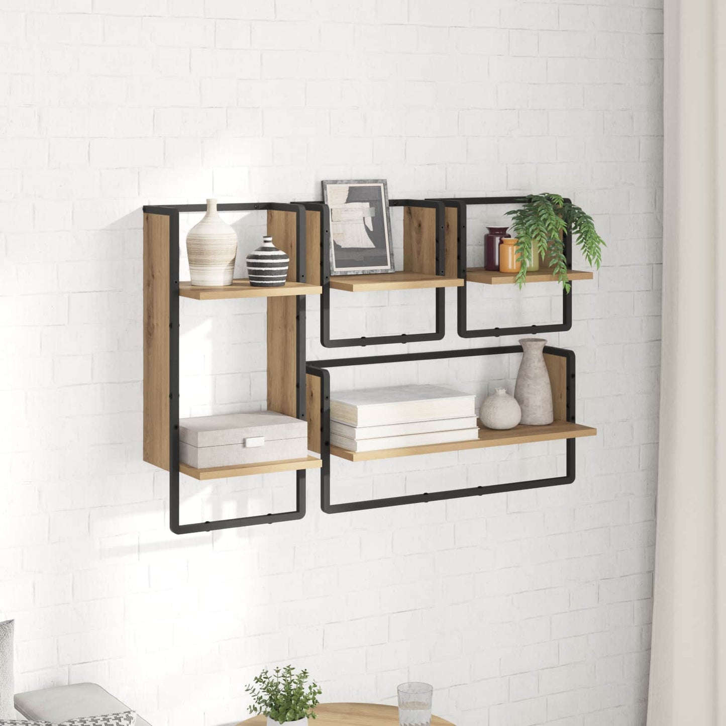 Wall Shelf Set Wall-Mounted 4 pcs Artisan Oak 65 x 25 x 30 cm