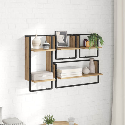 Wall Shelf Set Wall-Mounted 4 pcs Artisan Oak 65 x 25 x 30 cm