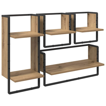 Wall Shelf Set Wall-Mounted 4 pcs Artisan Oak 65 x 25 x 30 cm