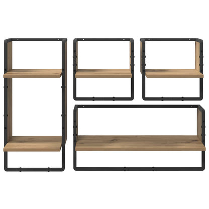 Wall Shelf Set Wall-Mounted 4 pcs Artisan Oak 65 x 25 x 30 cm