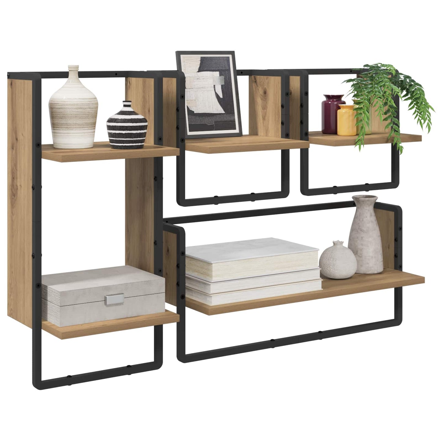 Wall Shelf Set Wall-Mounted 4 pcs Artisan Oak 65 x 25 x 30 cm