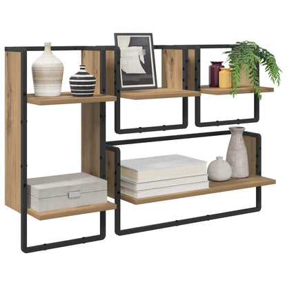 Wall Shelf Set Wall-Mounted 4 pcs Artisan Oak 65 x 25 x 30 cm