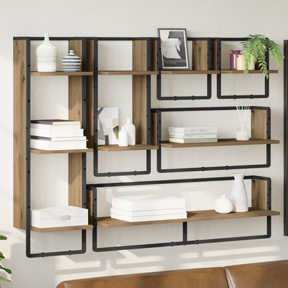 Wall Shelf Set Wall-Mounted 6 pcs Artisan Oak 100 x 25 x 30 cm