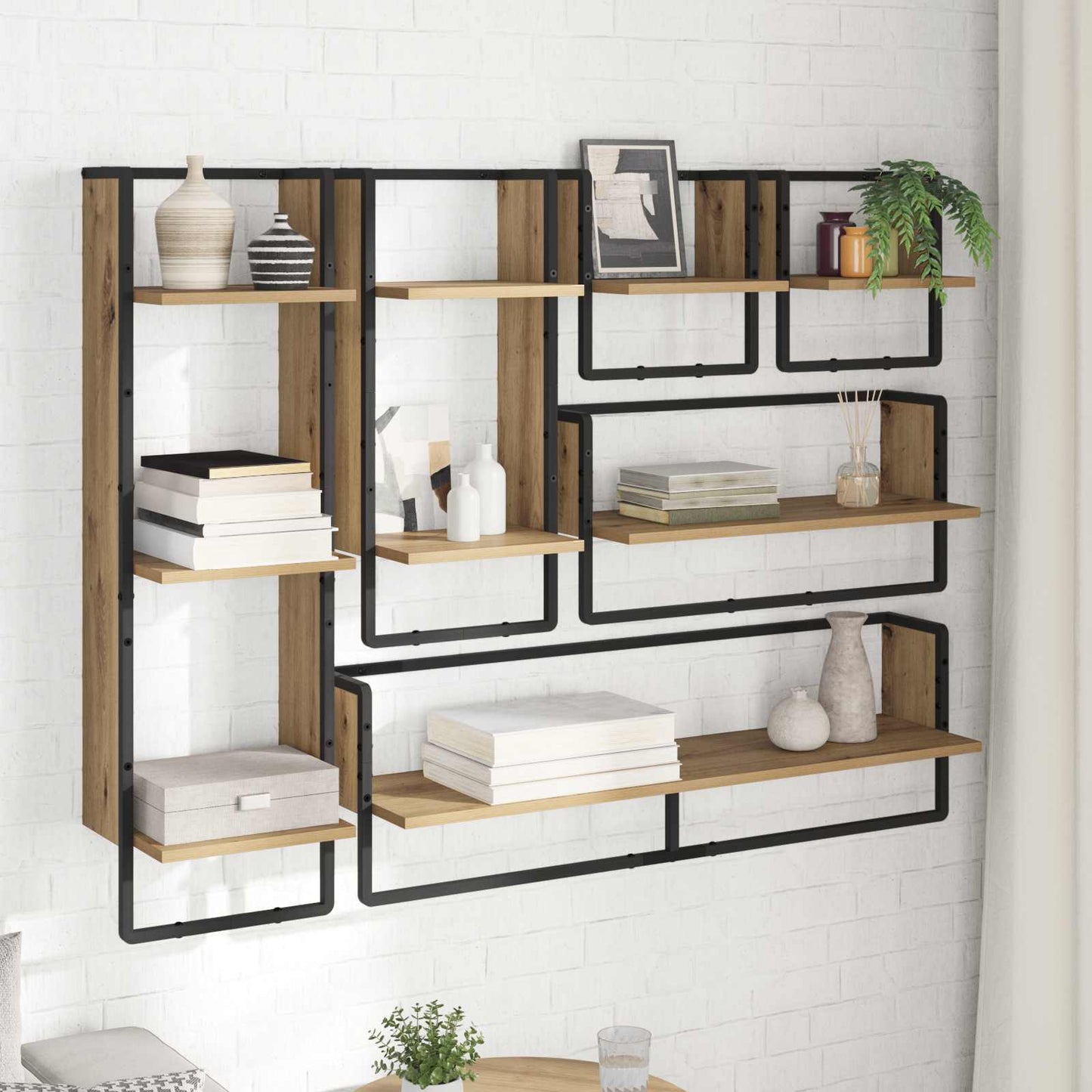 Wall Shelf Set Wall-Mounted 6 pcs Artisan Oak 100 x 25 x 30 cm