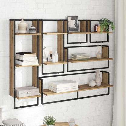 Wall Shelf Set Wall-Mounted 6 pcs Artisan Oak 100 x 25 x 30 cm