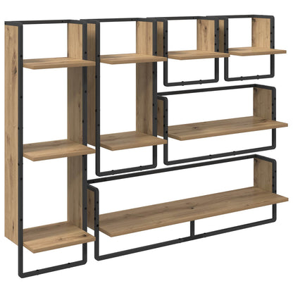 Wall Shelf Set Wall-Mounted 6 pcs Artisan Oak 100 x 25 x 30 cm