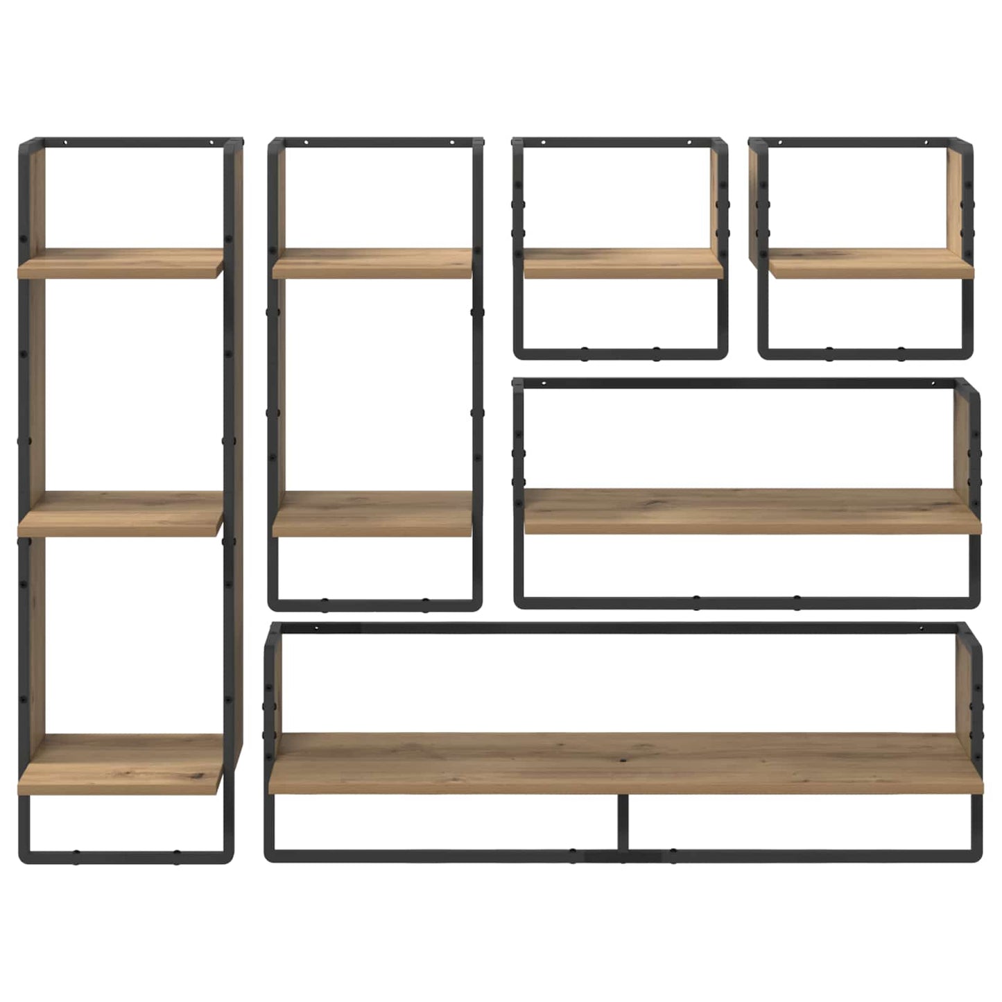 Wall Shelf Set Wall-Mounted 6 pcs Artisan Oak 100 x 25 x 30 cm