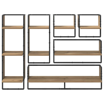 Wall Shelf Set Wall-Mounted 6 pcs Artisan Oak 100 x 25 x 30 cm