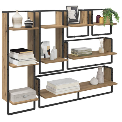 Wall Shelf Set Wall-Mounted 6 pcs Artisan Oak 100 x 25 x 30 cm