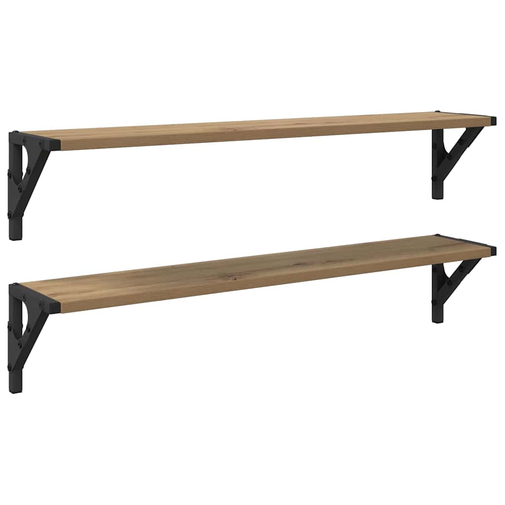 Wall Shelves Wall-Mounted 2 pcs Artisan Oak 80 x 15 x 15.5 cm