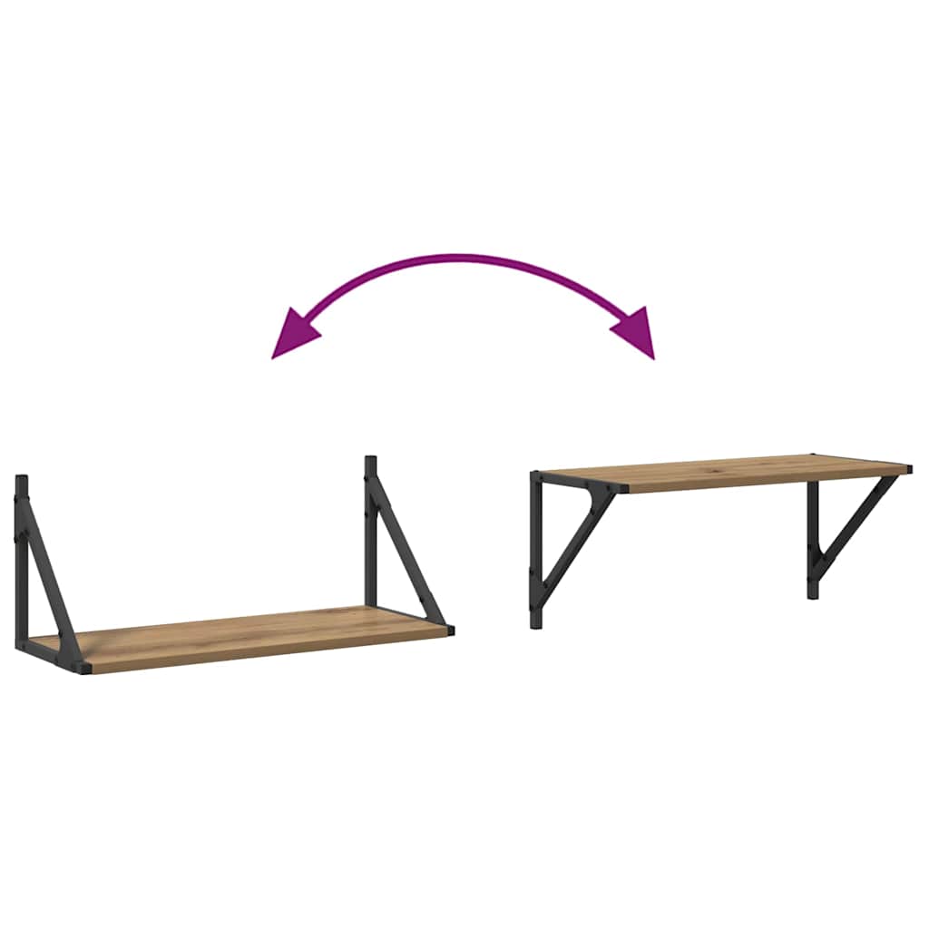 Wall Shelves Wall-Mounted 2 pcs Artisan Oak 60 x 25 x 25.5 cm