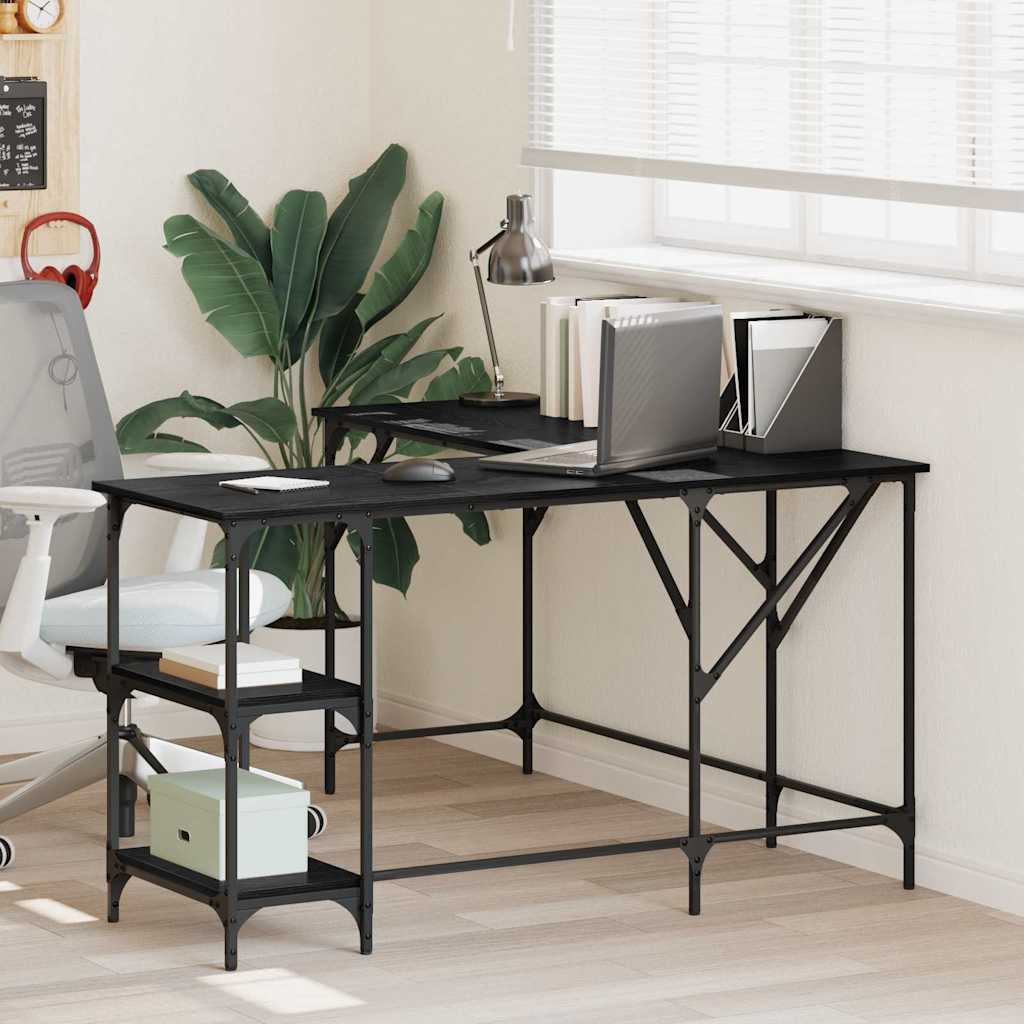 Desk Black Oak 139 x 139 x 75 cm Engineered Wood
