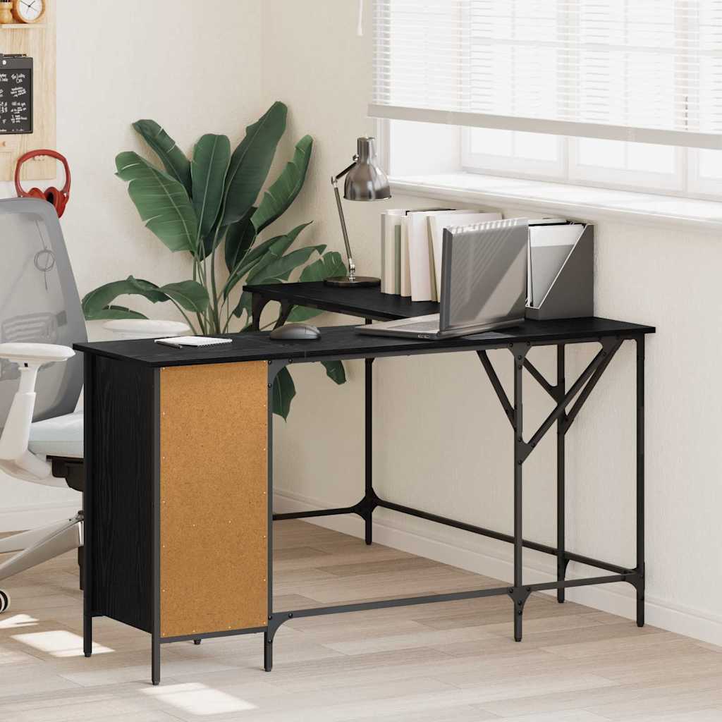 Desk Black Oak 141 x 141 x 75 cm Engineered Wood