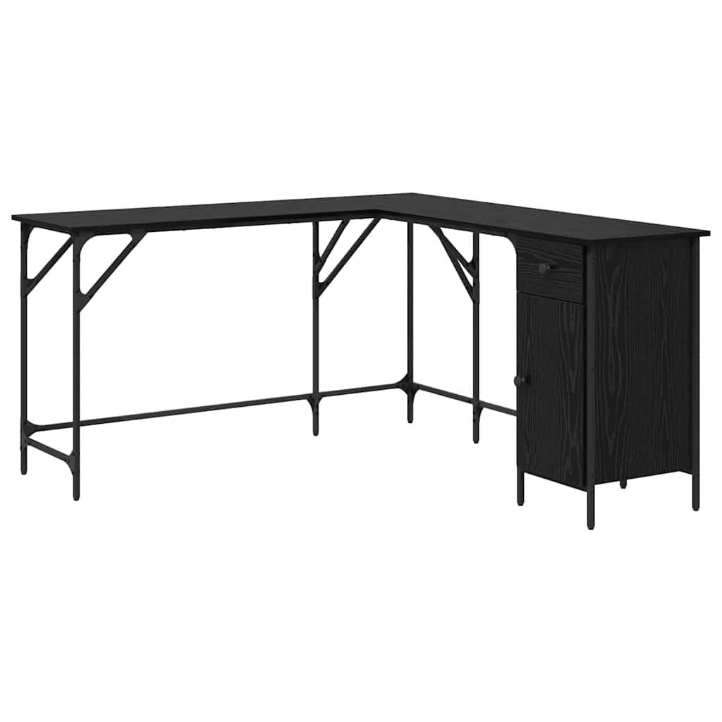 Desk Black Oak 141 x 141 x 75 cm Engineered Wood