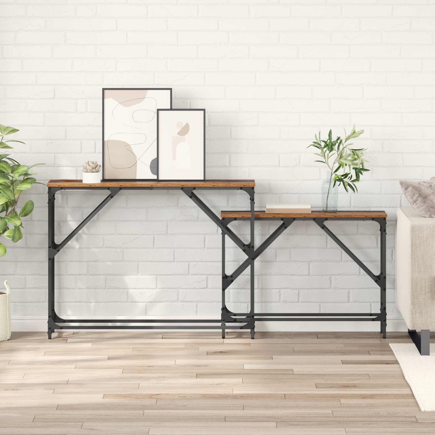 Console Table 2 pcs Old Wood 100 x 28 x 75 cm Engineered Wood