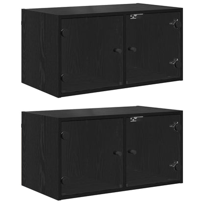 Wall Cabinets 2 pcs Black Oak 68 x 37 x 35 cm Engineered Wood