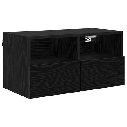 TV Wall Cabinet Black Oak 60 x 30 x 30 cm Engineered Wood