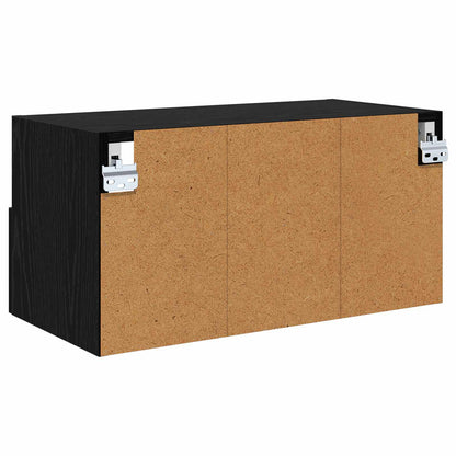TV Wall Cabinet Black Oak 60 x 30 x 30 cm Engineered Wood