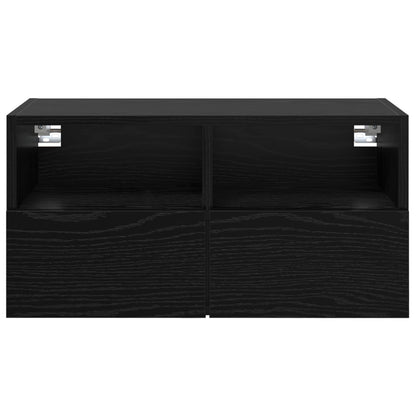 TV Wall Cabinets Wall-mounted 2 pcs Black Oak 60 x 30 x 30 cm