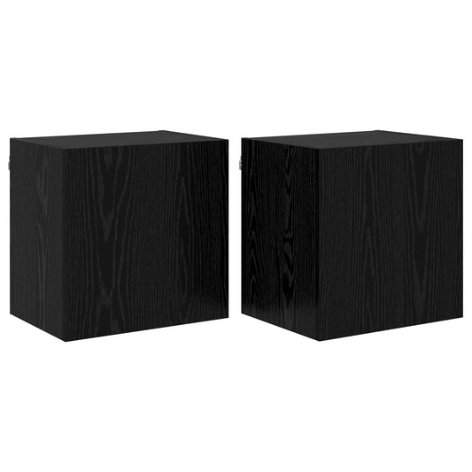 TV Wall Cabinets 2 pcs Black Oak Engineered Wood