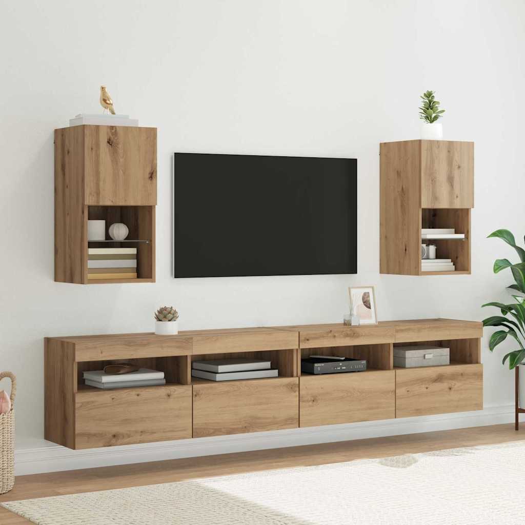 Wall-mounted TV Cabinets 2 pcs Artisan Oak Engineered Wood
