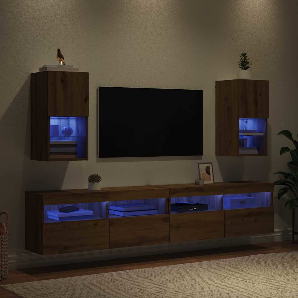 Wall-mounted TV Cabinets 2 pcs Artisan Oak Engineered Wood