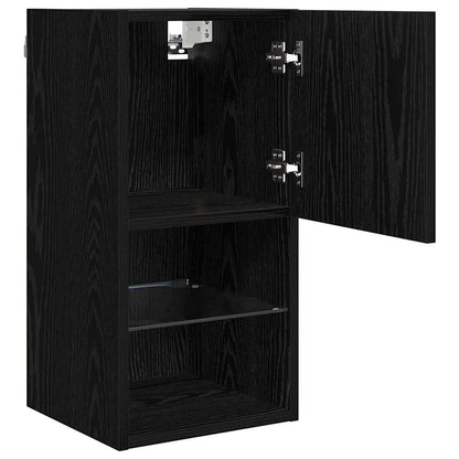 Wall-mounted TV Cabinet with LED Black Oak 30.5 x 30 x 60 cm