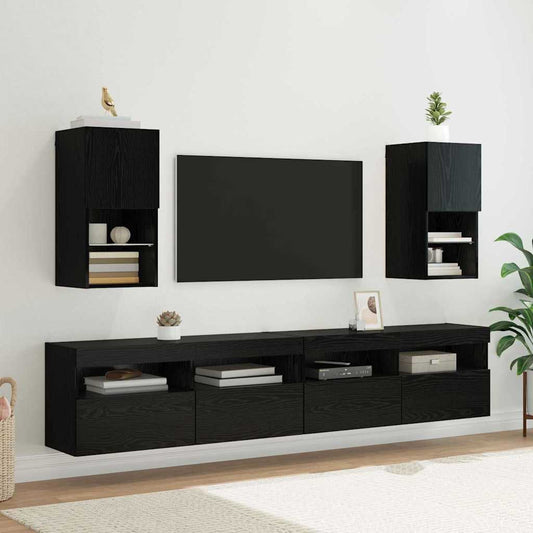 Wall-mounted TV Cabinets 2 pcs Black Oak Engineered Wood