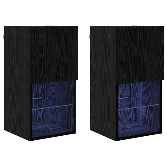Wall-mounted TV Cabinets 2 pcs Black Oak Engineered Wood
