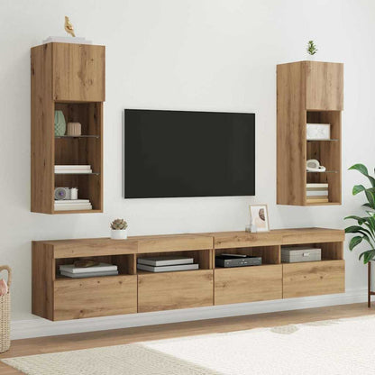 Wall-mounted TV Cabinets 2 pcs Artisan Oak Engineered Wood